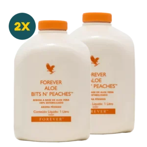 Forever Aloe Bits n’ Peaches® - Kit com 2 Unidades de 1 Litro Cada!