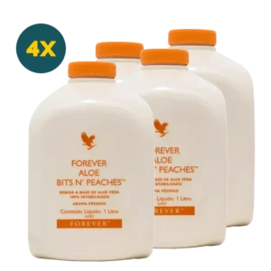Forever Aloe Bits n’ Peaches® - 4 Unidades de 1 Litro Cada!